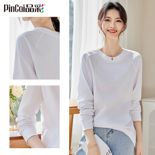 Pincai long-sleeved T-shirt women's classic loose bottoming shirt women's design niche western style top inner wear P12KE1855