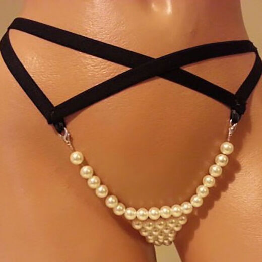 Sexy underwear pearl underwear self-sufficient thong massage large pearl underwear female sexy temptation white