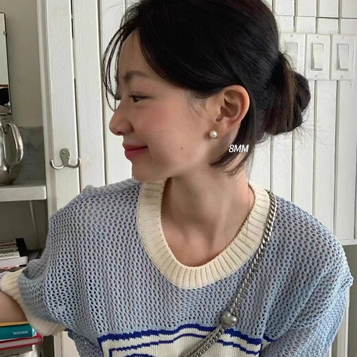 Lnieer Shijia Pearl Earrings No Piercing Pearl Ear Clip Women's New Large Pearl Earrings Mosquito Repellent Disk Premium Autumn and Winter Earrings Fever Same Style Shijia Pearl Ear Clip 8mm