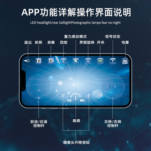 可水下摄影遥控船无线手机遥控迷你电动潜水艇玩具船生日礼物 12 12cmWiFi遥控摄影船