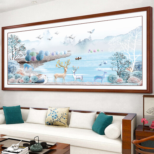 
Yiren Cross Stitch 2024 new thread embroidery living room modern simple scenery handmade full embroidery dreamy landscape wealth deer 190x80 [Silk thread] XW2694 medium grid