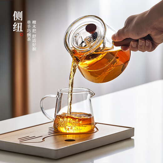 YIHUTEA Teapot Glass Side Handle Teapot with Filter Teapot High Temperature Resistant Electric Ceramic Stove Kettle Tea Maker Transparent Style Steaming Side Handle Kettle 700ml