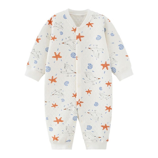 Banjvall baby clothes autumn and winter quilted onesies 0-2 years old boys and girls pure cotton long-sleeved pajamas newborn baby clothes thickened Hi-leather duck clothes 90cm (recommended height 79-90cm for 12-18 months)