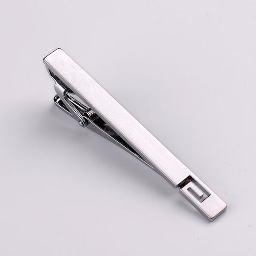 Chill summer men simple silver metal business groom wedding fashion crystal professional security tie clip B-08 silver/short
