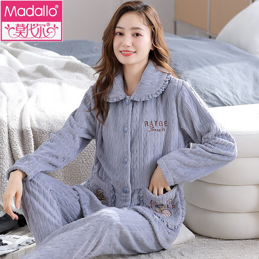 Modale Mutter Pyjama im mittleren Alter der Frauen im mittleren Alter von Frauen im Winterkorallen Fleece-Kleidungsstück mit Samtflanell warm und lose KQ3291 M (155 cm-95jin [Jin gleich 0,5 kg])