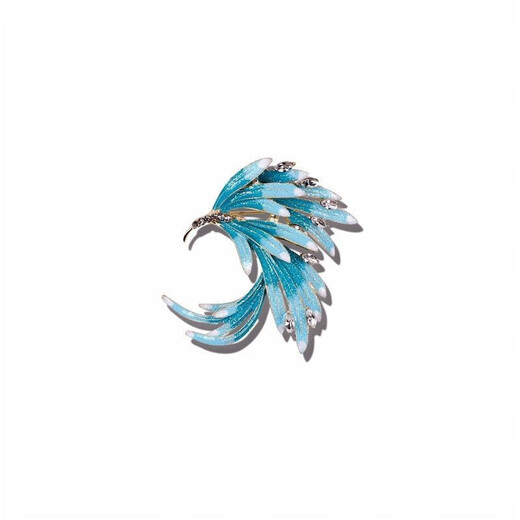 QUAMER national fashion brooch, retro style phoenix tail corsage, temperament pin, anti-exposure silk scarf buckle, gradient blue phoenix tail