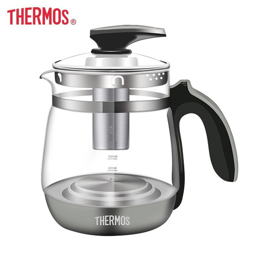 THERMOS health pot glass kettle 1.8L, boiling fruit, tea, scented tea, boiling medicine, cooking porridge, multi-functional, high temperature resistant EHA-1316E, light gray 1.8L
