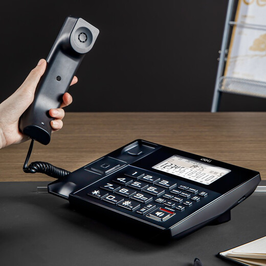 Deli identificador de llamadas oficina hogar teléfono fijo teléfono fijo hotel recepción servicio al cliente teléfono montado en la pared teléfono fijo teléfono de grabación digital 799 negro