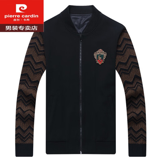 皮尔卡丹（pierre cardin）运动套装男春秋新款含桑蚕丝时尚帅气卫衣长裤休闲两件套针织 黑色套装 6628 XL 175/88A