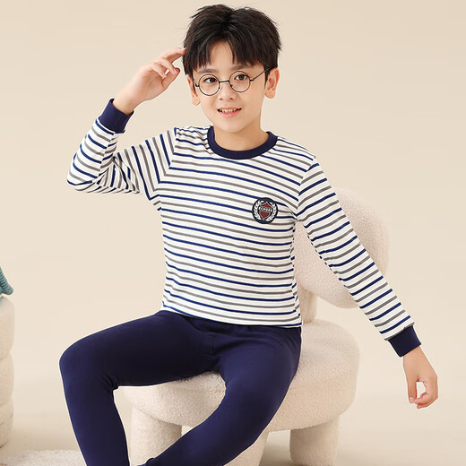 Catman Children's Autumn Clothes and Autumn Pants Boys' Pure Cotton Thermal Underwear Set Autumn and Winter Older Boys' Bottoming Pajamas 160