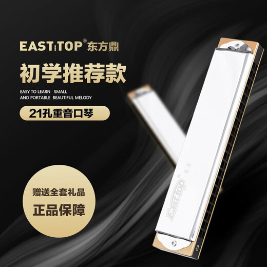 东方鼎重音口琴21孔进口音簧T2110演奏级12个调性初学生成人专业乐器 D#调