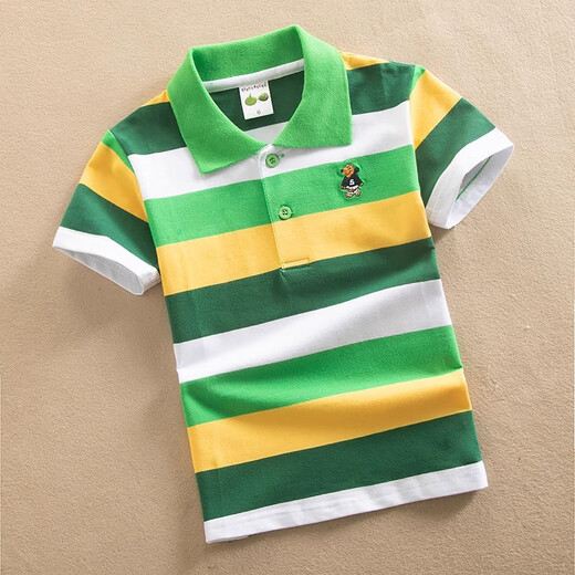 Ropa para niños Camiseta de manga corta Camiseta de verano para niños Camiseta de rayas de solapa de solapa infantil de manga intermedia