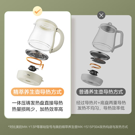 Midea health pot 0 glue boiling teapot boiling kettle flower teapot 10 major functions 12h constant temperature 11-level temperature control insulation electric kettle tea maker 1.5L YS15P304