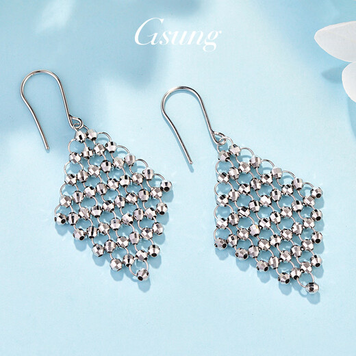 GsunG platinum earrings for women PT950 new laser beads ear hooks platinum fashionable earrings boutique earrings price by gram contact before bidding