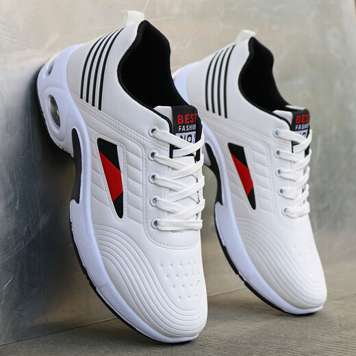 鸿星品尓克皮面防水男鞋2025新款秋冬男士运动休闲鞋加绒大棉鞋跑步鞋子 9902-蓝色加绒棉鞋款 43