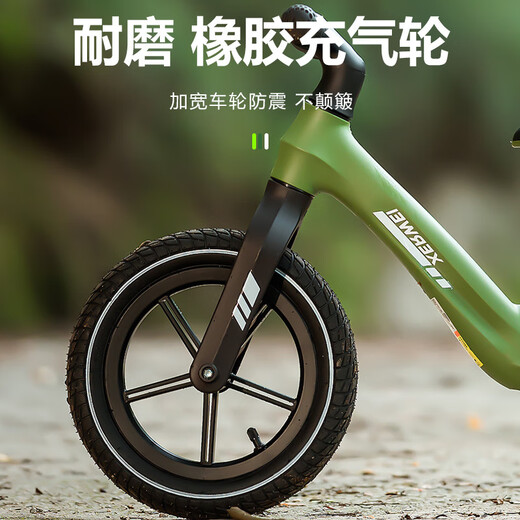 Yuenni Xerwei Balance pour enfants Balance sans pédales 2-6 ans sans installation bébé pour tout-petit scooter garçon et fille à vélo de 12 pouces vert / roue pneumatique / 80-125 cm