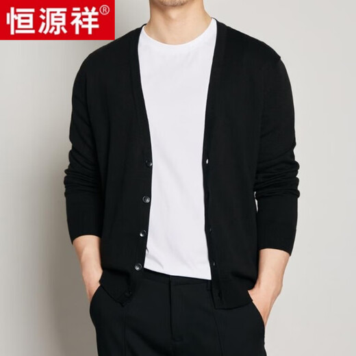 Hengyuanxiang Frühling und Herbst Neue Strick-Strickjacke Herren-V-Ausschnitt Lose großer Sweater-Basishemd Korean Woll Top Herren Schwarz-rein brandneue 100 High-End-Marke 2xl 170-190jin [Jin Equals Equals Equals]-Pure Brand New 100 High-End-Marke