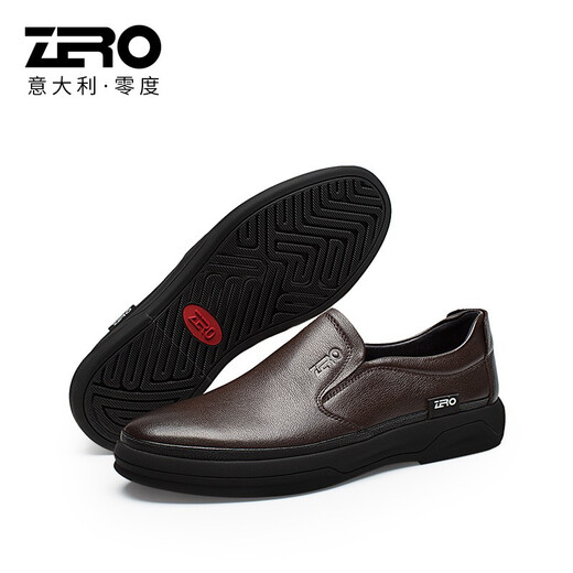 Zero Men's Shoes Comfortable Trendy Shoes Men's New Product Business Casual Shoes Comfortable Casual Leather Shoes Over-Toe Wear-Resistant Leather Shoes Dark Brown 39