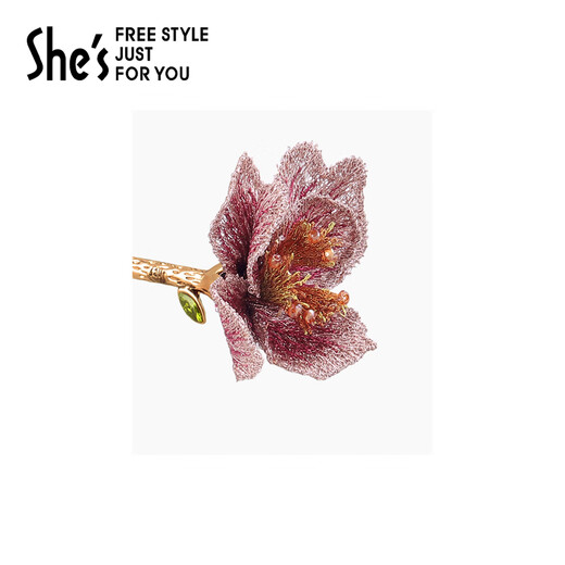 She s Qianzi original gradient embroidered flower hairpin new Chinese style high-end hairpin hairpin hair accessories birthday gift red A0