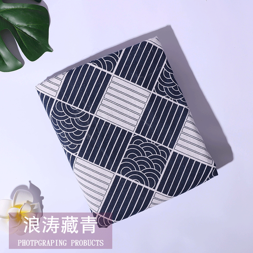 Jiazhilu tablecloth cotton and linen small fresh rectangular tablecloth tea table cloth tablecloth ins style desk cloth student dormitory wave navy 100*150cm