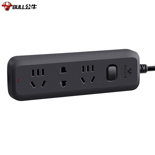 BULL socket/B8 series black with child protection door new national standard socket/socket/socket strip three-position master control total length 1.8 meters GN-B8120H