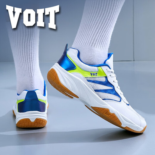Walter table tennis shoes summer single mesh breathable men's low-top shock-absorbing running shoes non-slip wear-resistant badminton competition sports shoes white blue 988AT 35