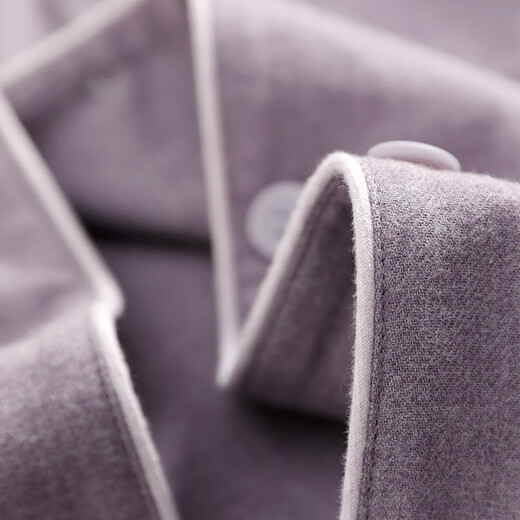 American Standard gives your lover new long-sleeved couple pajamas pure cotton suit for women spring and autumn pure cotton casual simple home wear for men misty purple M