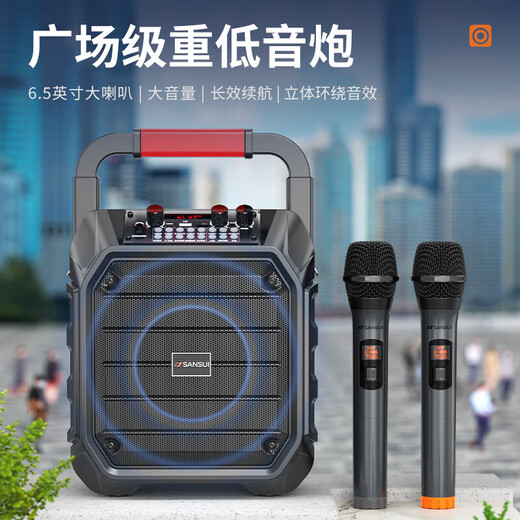 Shanshui (Sansui) Altavoz Bluetooth inalámbrico Bluetooth Small House Square Dance Audio Amplificador All-in-One Player de altavoces de alto volumen de karaoke de karaoke E5 [Versión ultravilla] 32G USB Flash Drive sin micrófono