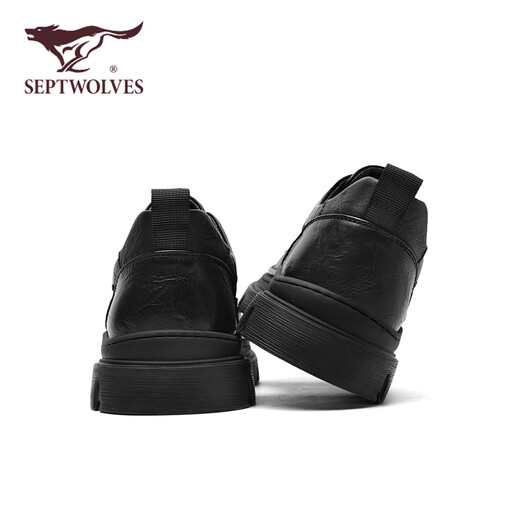 Septwolves men's shoes winter 2025 new business casual shoes men's thick-soled wear-resistant work shoes retro trendy casual leather shoes for men black 40