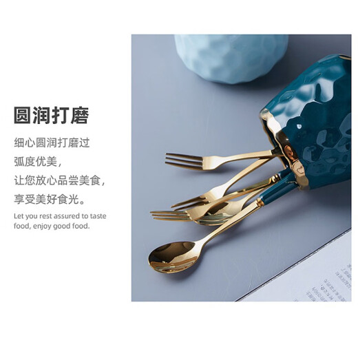 WINTERPALACE fruit fork set stainless steel creative coffee spoon ceramic jar restaurant small fruit sign mooncake dessert insert 4 forks 2 spoons + jar