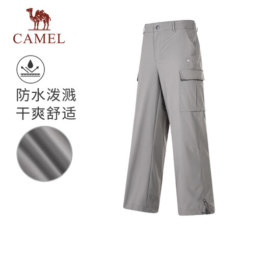 
Camel work pants for men and women autumn waterproof casual pants for outdoor hiking sports pants plus velvet woven charge trousers Y14CAY6625, Xinghe Gray, men [single layer] M