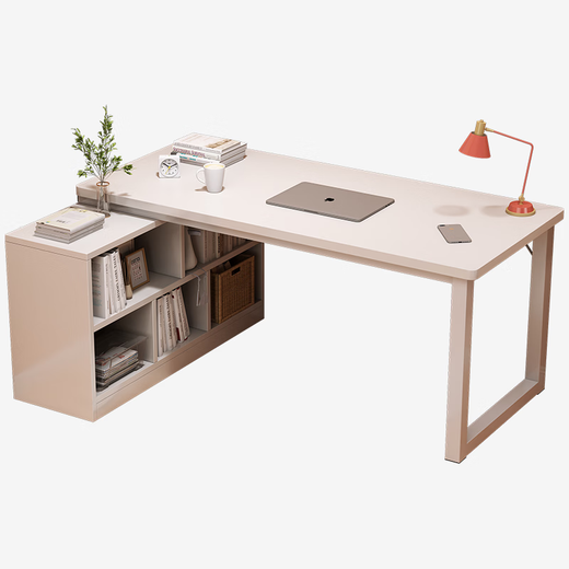 Liku corner desk student home writing desk dresser office desk L-shaped desk bookshelf integrated bedroom computer desk recommended left and right interchangeable cloud white 120*80cm
