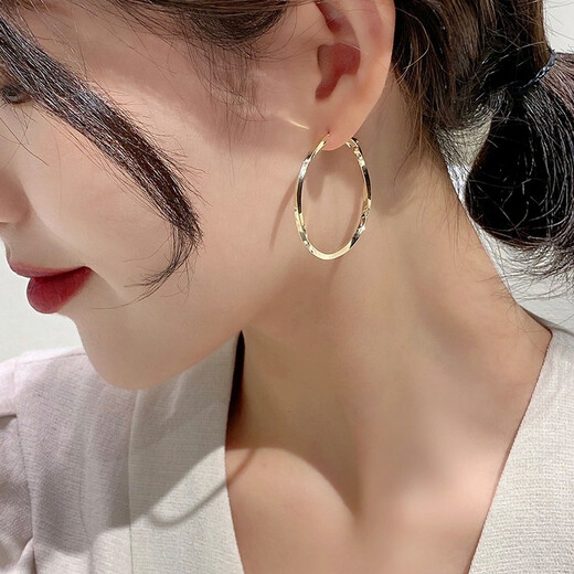 Idel Hong Kong Style Earrings Fashion Earrings Korean Temperament Internet Celebrity Circle Personality Simple Cold Style Women 2025 Fashion Earrings Golden Korean Style E0016