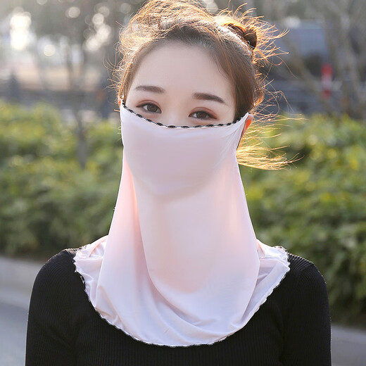 
Shanda sun protection mask for women summer scarf cover for women ice silk mask can be washed sunscreen veil scarf outdoor riding mask face protection gray [one package] A-style edge