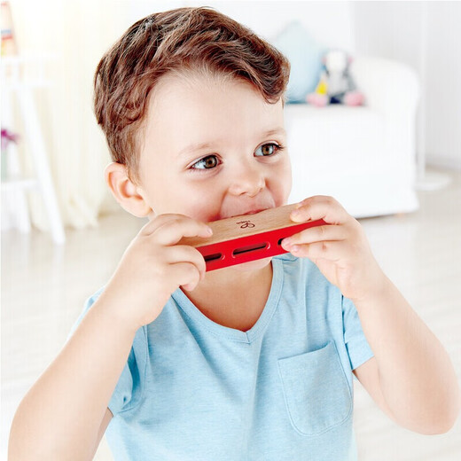 HAPE Children's Harmonica Wooden 10 échelles Blues Harmonica Échelles totales et échelles pour hommes et femmes cadeaux enfants pour enfants Blues Harmonica (rouge) 3-12 ans