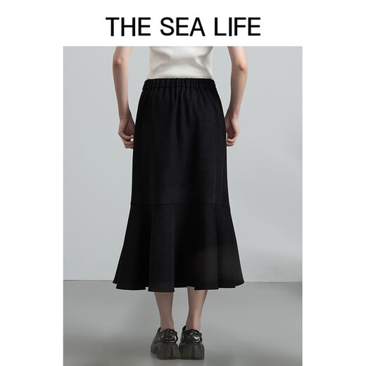 THE SEA LIFE欧海一生鱼尾小黑裙女秋包臀半身裙12350 黑法师 L
