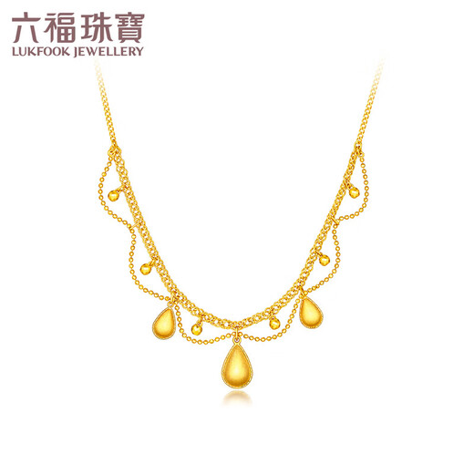 
Luk Fu Jewelry Light and Shadow Gold Foot Gold Silk Gold Lace Water Drop Gold Necklace Set Chain Gift Priced GJGTBN0029 9.43 grams (including labor cost 1,424 yuan)