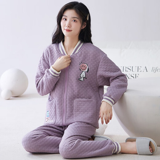 
Comfortable shirt for women, winter pure cotton long sleeves, autumn and winter warmth thin cotton air cotton mezzanine, women's warm home clothing MC15273 XL (recommended 120-135 Jin [Jin equals 0.5 kg])