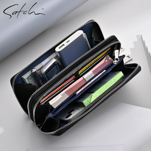 SATCHI men's bag holding wallet with large capacity high-end business and casual commuting 2025 new brand mobile phone bag for men [Black] Official authentic / SF Express delivery