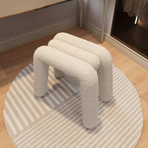 Seaworthy dressing stool bedroom dressing table stool modern simple light luxury Internet celebrity makeup chair manicure and shoe changing stool milk white 55cm