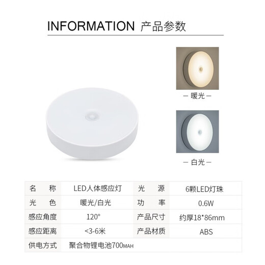 Nuofeng human body induction night light bathroom corridor corridor wall lamp rechargeable battery induction light cabinet led energy-saving night light human body induction white light battery type