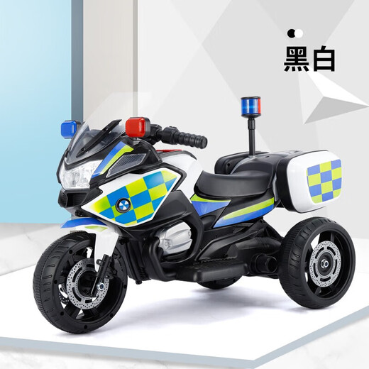 小乐狗儿童电动车摩托车警车玩具车可坐人电瓶充电三轮车宝宝男孩遥控 绿色遥控警车超大电瓶+早教