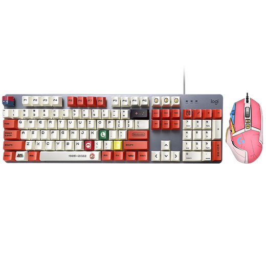 罗技（Logitech）K845 有线游戏机械键盘 G502 HERO 电竞有线鼠标 游戏鼠标 电竞键鼠游戏套装 G502HERO-淘气粉粉贴纸+K845青轴