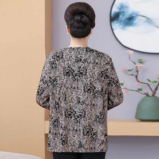 Langshe Fat Mom Mode Langarm T-Shirt für Frühlings- und Herbst mittleren Alters und ältere Menschen sowie große Größe 200 Jin [Jin entspricht 0,5 kg] Lose und schlanker Bauchhirt Nr. 1 Farbe [679#] 7XL Empfohlen 190-210 Jin [Jin gleich 0,5 kg]