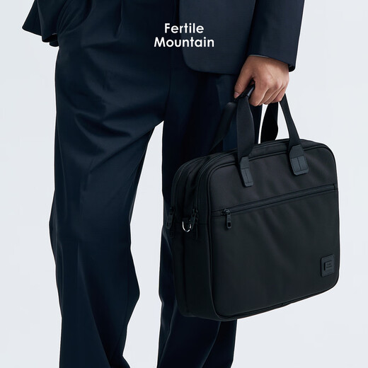 Liangshan briefcase men's double-layer handbag large capacity business commuting travel ballistic nylon computer bag black without shoulder strap 16 inches