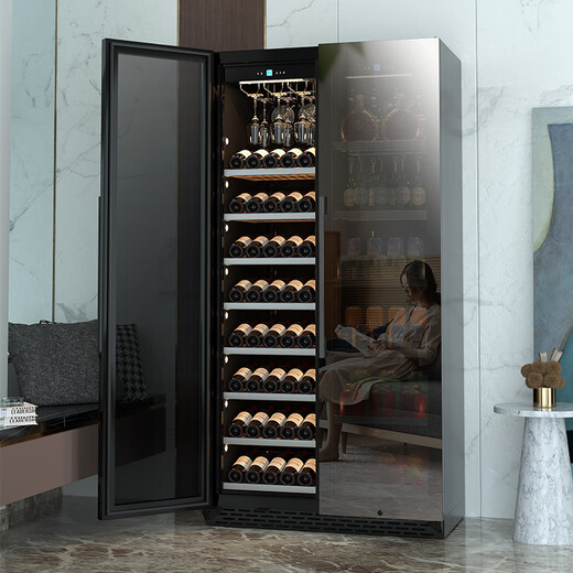 BAIKAILUN double-door double-temperature red wine cabinet mirror glass double-door constant temperature wine cabinet embedded home living room refrigerator moisturizing large-capacity office tea liquor beverage display cabinet 1.78 meters | dual-temperature mirror | red wine ice bar style 58 bottles thin style
