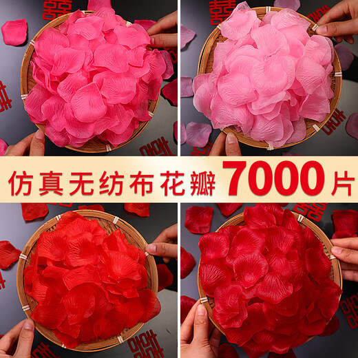 CLCEY仿真玫瑰花瓣装饰婚房布置套装表白结婚撒花假花求婚浪漫婚礼用品 深粉色仿真花瓣约1200片