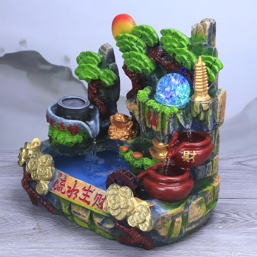 妙如意假山流水喷泉摆件金蟾客厅鱼缸加湿器装饰品乔迁新居开业工艺礼品 不含雾#12044