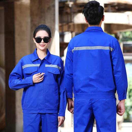 Haoying autumn and winter double-layer work clothes suit men's wear-resistant coat thickened belt lining labor protection top work clothes factory clothes custom-made navy stand-up collar small zipper double-layer top 180/XXL