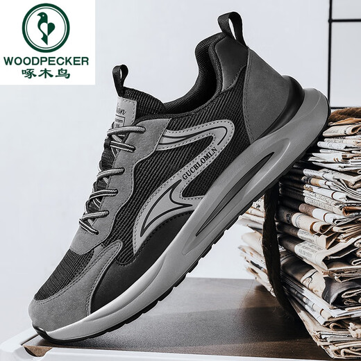 Woodpecker 2025 Autumn Extra-Large Tamaño informal Sports Sports 45 zapatos transpirables 46 zapatos de papá 47 Zapatos de hombres gordos de talla grande 48 H9902 Negro y verde 47
